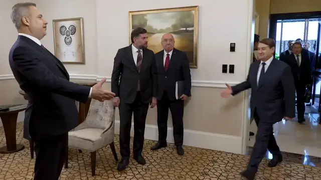 Video thumbnail for Russia: Turkish FM Fidan meets Putin adviser Levitin in Moscow.