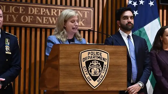 Video thumbnail for NY: Mayor Mamdani and NYPD Commissioner Tisch Hold Security Briefing ahead of United Nations General Assembly. 3.