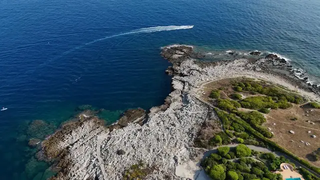 Video thumbnail for France: French Riviera drone footage captures Cap d’Antibes.