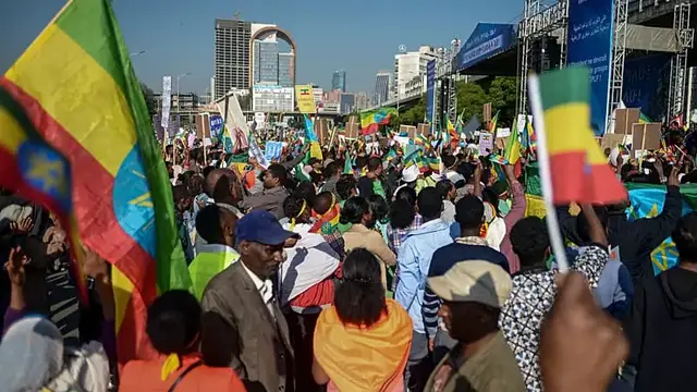 Video thumbnail for Ethiopians march against alleged forced mobilisation in Tigray
