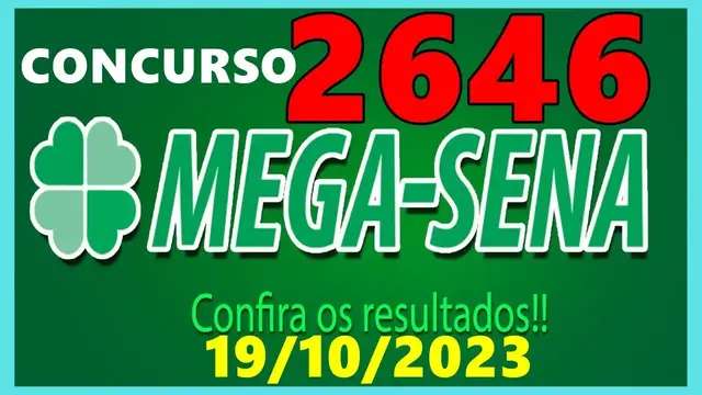 Video thumbnail for Resultado Mega Sena Concurso 2646 de hoje, quinta 19/10/2023 - Mega Sena 2646