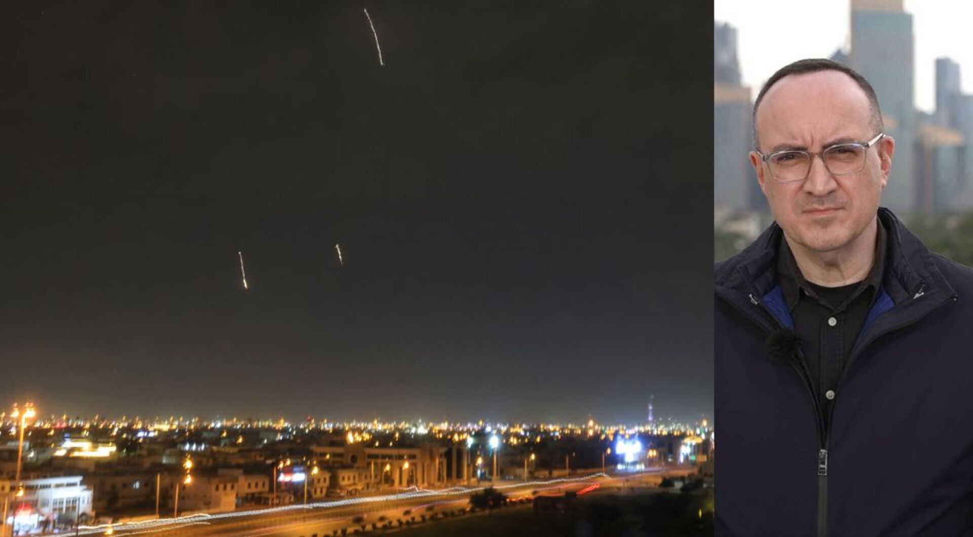 Video thumbnail for Overnight Iranian missile attacks trigger air defences across Qatar, UAE and Bahrain