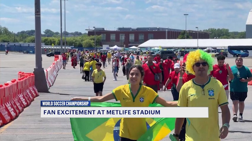 Video thumbnail for Fans pour into New York New Jersey Stadium as gates open for Brazil vs. Morocco match