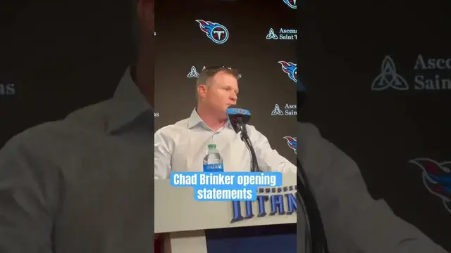 Video thumbnail for #Titans president of football operations, Chad Brinker, gives an opening statement. #titanup #shorts