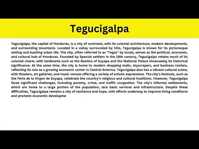 Video thumbnail for Short Paragraph on Tegucigalpa