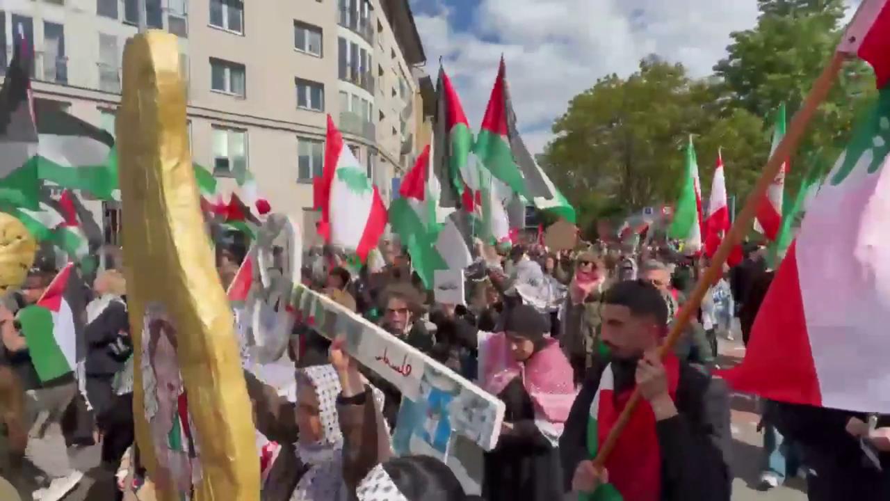 Video thumbnail for Germany: Massive Pro-Palestine March In Berlin Marks Anniversary Of Palestinian Displacement.