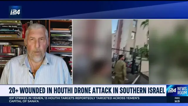 'Video thumbnail for 20+ wounded in Houthi drone attack in southern Israel'