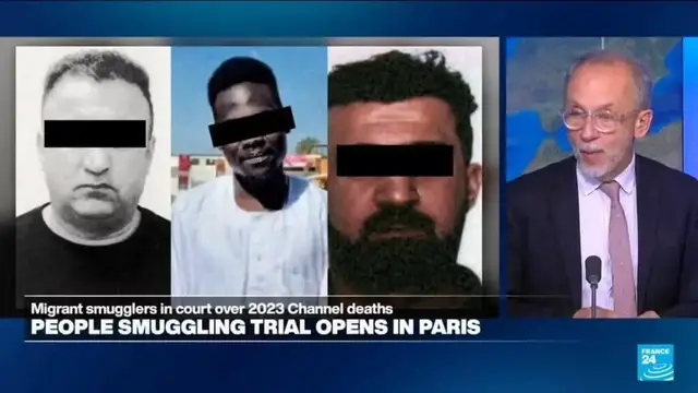 'Video thumbnail for Suspected smugglers on trial over deadly 2023 Channel shipwreck'