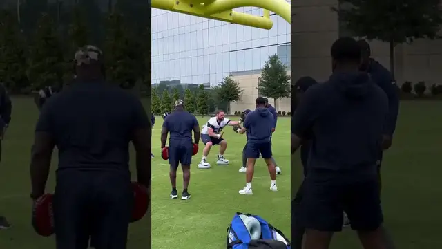 Video thumbnail for Rookie #Cowboys center Cooper Beebe working on balance after minicamp practice Saturday
