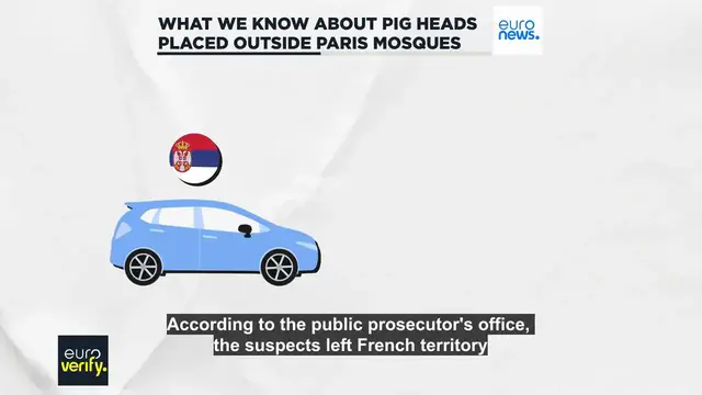 'Video thumbnail for France says foreign nationals placed pig heads outside Paris mosques to incite national unrest'