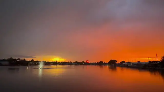 Video thumbnail for US: Lightning Strikes During Colorful Sunset in Hollywood, FL.