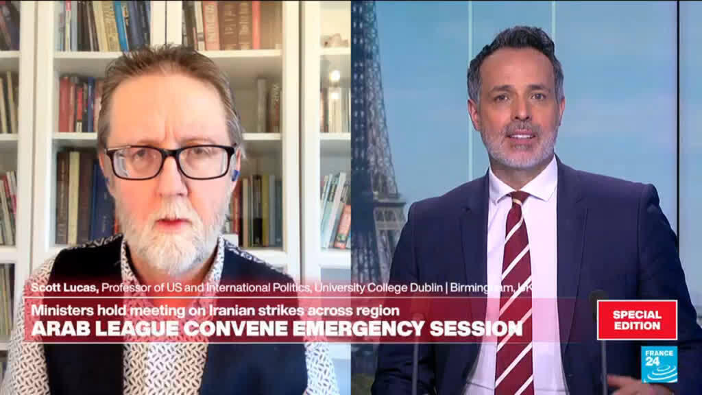 Video thumbnail for Iran strikes five Gulf states: Arab league convene emergency session