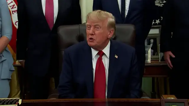 Video thumbnail for Trump bans CNN, MS NOW, Politico from the White House