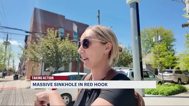 Video thumbnail for Growing sinkhole causes safety concerns in Red Hook