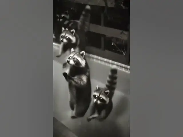 Video thumbnail for CRAZY racoon family invaded my swim pool at mid night with an owl