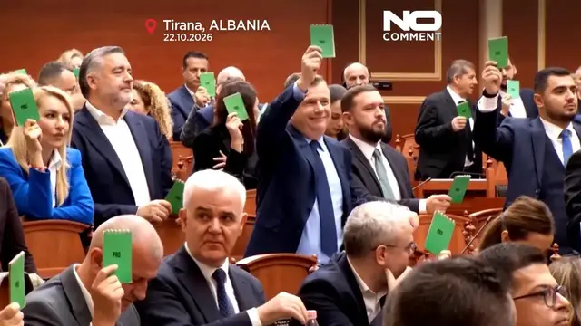 Video thumbnail for Albania: Parliament descends into chaos as MPs clash over protests
