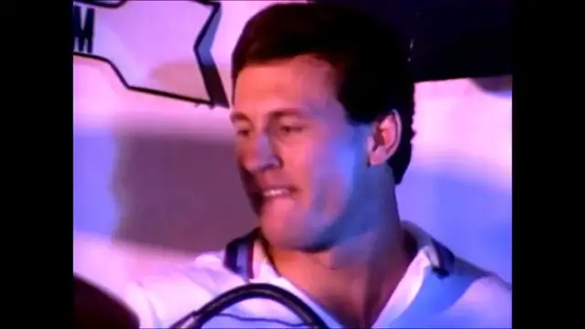 'Video thumbnail for Bob Uecker introduce Steve Sax from LA Dodgers playing drums on The All New Bob Uecker Sports Show'