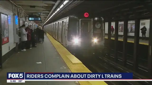 Video thumbnail for NYC subway riders complain about dirty L trains