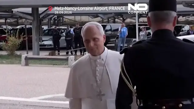 Video thumbnail for Pope Leo ends France trip in Metz, spotlighting Schuman and EU unity