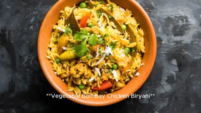 Video thumbnail for Vegetable Bombay Chicken Biryani