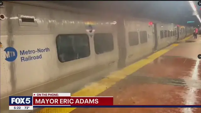 'Video thumbnail for Mayor Adams calls in to discuss NYC state of emergency over flash floods'