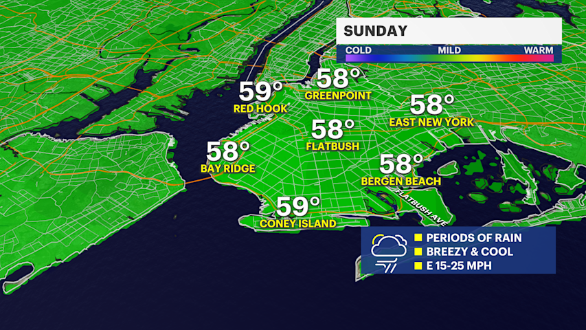 Video thumbnail for STORM WATCH: Cool, periods of rain through Memorial Day morning with some drying in the afternoon inBrooklyn