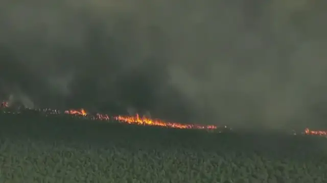 Video thumbnail for Wildfire burning in New Jersey