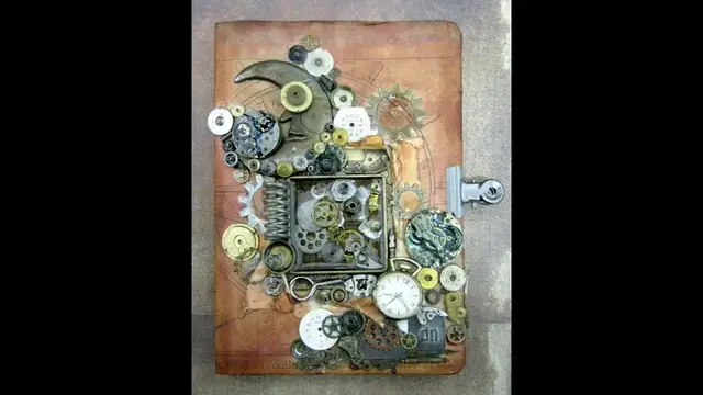 Video thumbnail for Altered Mini Shadow Box Steampunk Notebook with Spellbinders Bezel