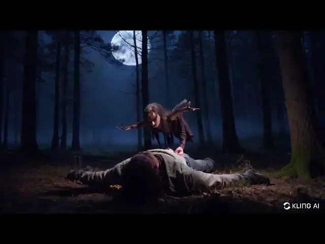 Video thumbnail for Creature in the middle of the field at night, looking at the man in the woods at night