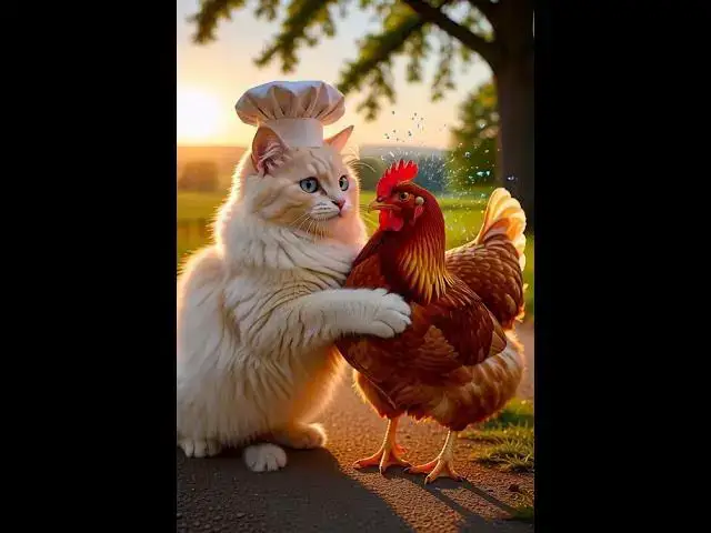 Video thumbnail for No one’s safe when the cat gets hungry 😼🍗