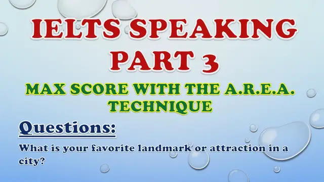 Video thumbnail for What is your favorite landmark or attraction in a city? - IELTS Speaking Part 3