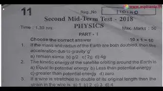 Video thumbnail for 11th Physics 2nd MidTerm Question Paper 2018-19 | Tirupur District | English Medium
