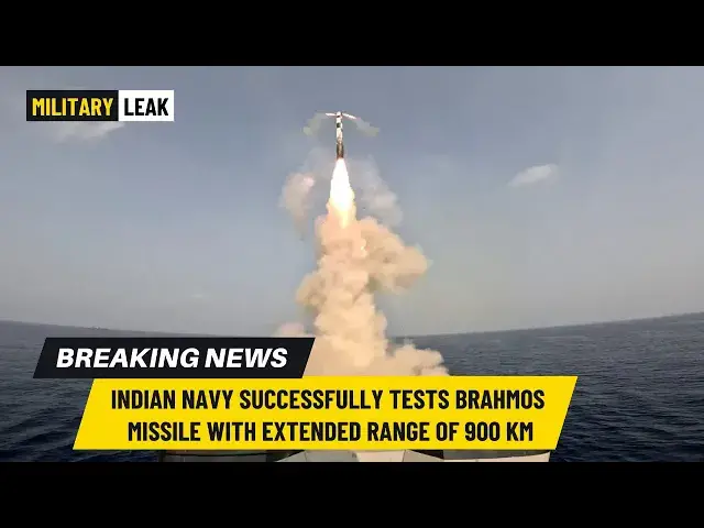 Video thumbnail for Indian Navy Successfully Tests BrahMos Missile With Extended Range of 900 Km