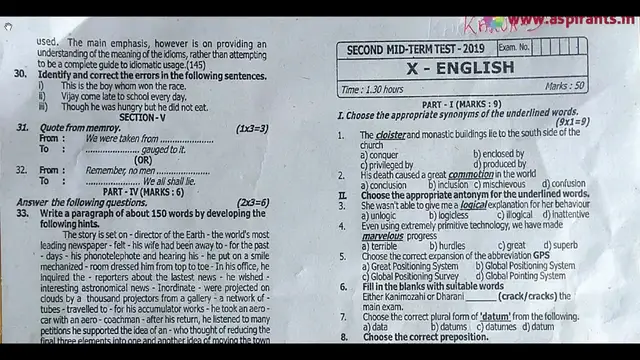 Video thumbnail for 10th English 2nd MidTerm Question Paper 2019-20 | Karur District | Team Aspirants