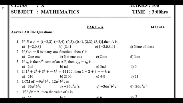 Video thumbnail for 10th Maths Half Yearly Exam Model Question Paper 2019-20 | Vellore District | English Medium