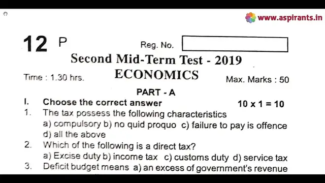 Video thumbnail for 12th Economics 2nd MidTerm Question Paper 2019-20 | Tiruppur District | English Medium