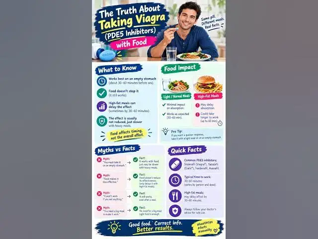 Video thumbnail for 09 The truth about taking Viagra (PDE5 inhibitors) with food #healthtips #facts #sexuality