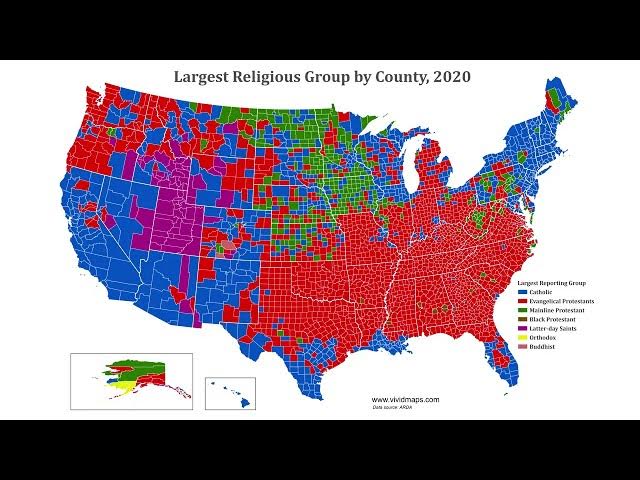 Video thumbnail for Which Religion Dominates Each US County