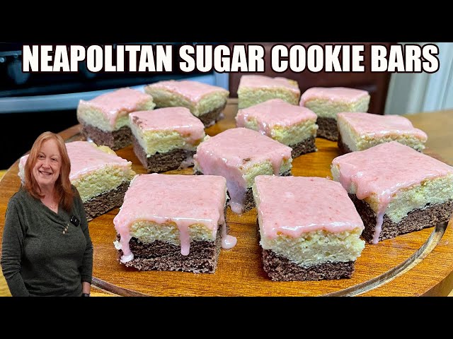 Video thumbnail for NEAPOLITAN SUGAR COOKIE BARS 3 FLAVORS IN ONE VALENTINE TREAT