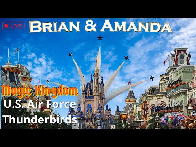 Video thumbnail for Live! U.S. Air Force Thunderbirds Flying over Magic Kingdom 2022