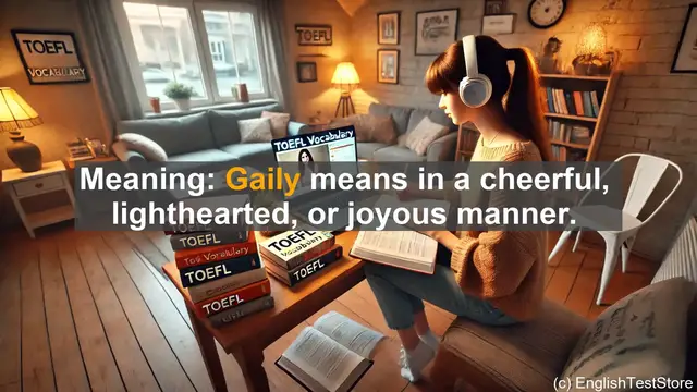 Video thumbnail for 5000 Must Know TOEFL Vocabulary - Gaily: The Adverb That Brings Joy to Your Vocabulary