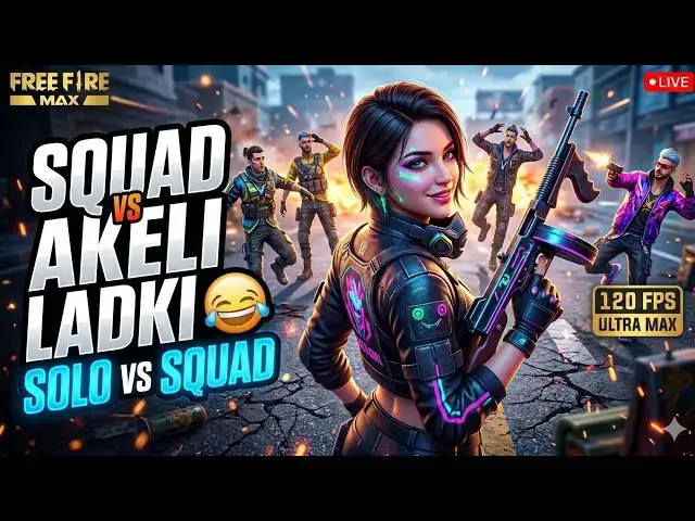 Video thumbnail for Squad Vs Akeli Ladki! 😂 120 FPS Gameplay - Garena Free Fire MAX