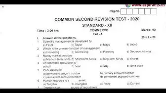 Video thumbnail for 12th Commerce Second Revision Question Paper 2019-20 | Thanjavur District | English Medium