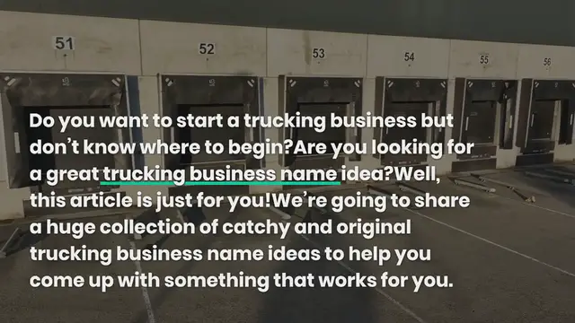 Video thumbnail for 500+ Catchy And Creative Trucking Business Names Ideas