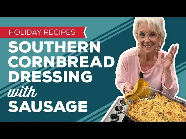 Video thumbnail for Holiday Cooking & Baking: Southern Cornbread Dressing Recipe with Sausage