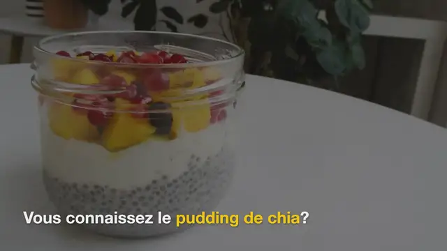 Video thumbnail for Pudding de chia coco, avocat, mangue, grenade et chocolat