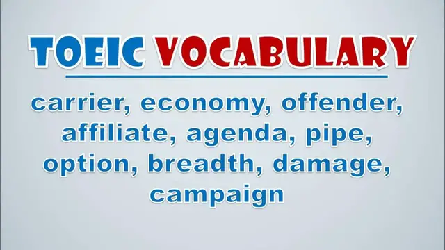 Video thumbnail for TOEIC Vocabulary: Carrier, Economy, Offender, Affiliate, Agenda, Pipe, Option, Breadth, Damage