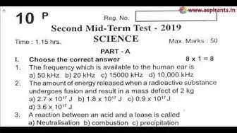 Video thumbnail for 10th Science 2nd MidTerm Question Paper 2019-20 | Perambalur District | English Medium