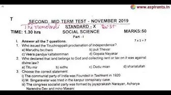 Video thumbnail for 10th Social Science 2nd MidTerm Question Paper 2019-20 | Tirunelveli District | English Medium