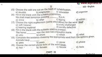 Video thumbnail for 12th English Quarterly Exam Question Paper 2019-20 | Team Aspirants